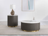 Orleans Furniture - Coaster - Jason 2-piece Round Marble Coffee and End Table Set White - 710418-S2
